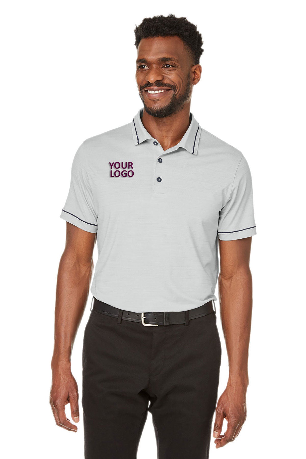 Custom Puma Men's Cloudspun Monarch Polo, Heather Navy Blazer