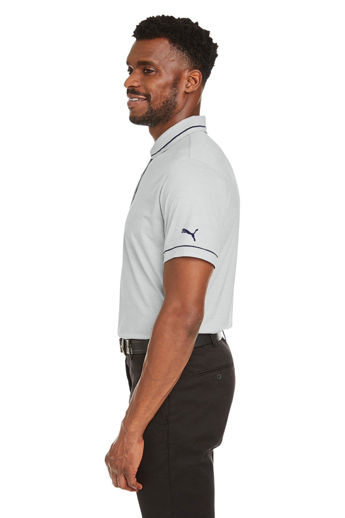 Custom Puma Men's Cloudspun Monarch Polo, Heather Navy Blazer