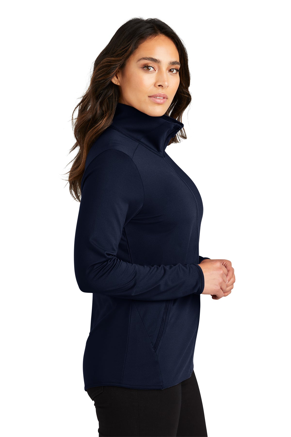 Port Authority Womens Accord Stretch Fleece Custom Full-Zips, Navy [The Braff Group]