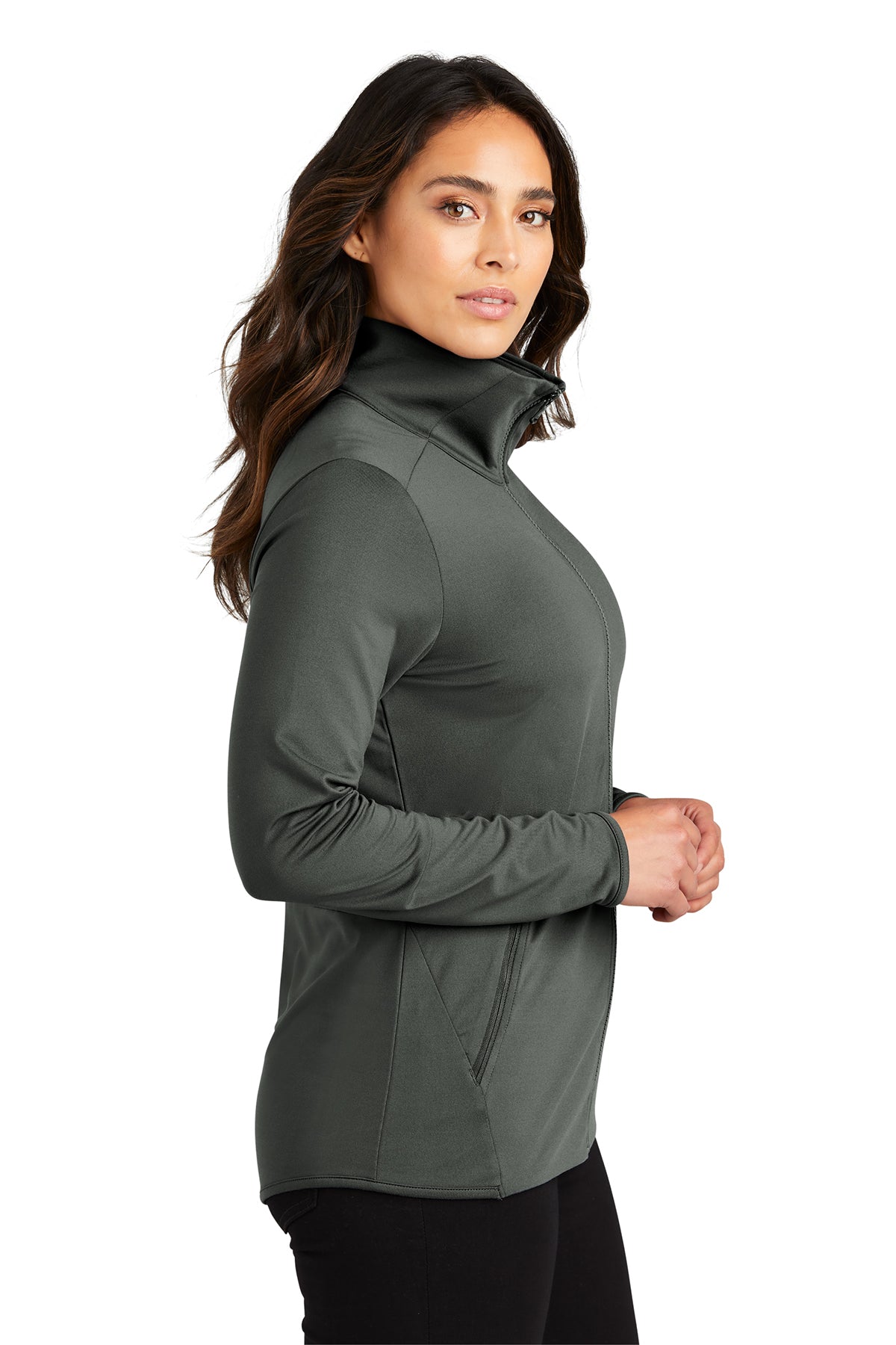 Port Authority Womens Accord Stretch Fleece Custom Full-Zips, Pewter [Perma-Seal]