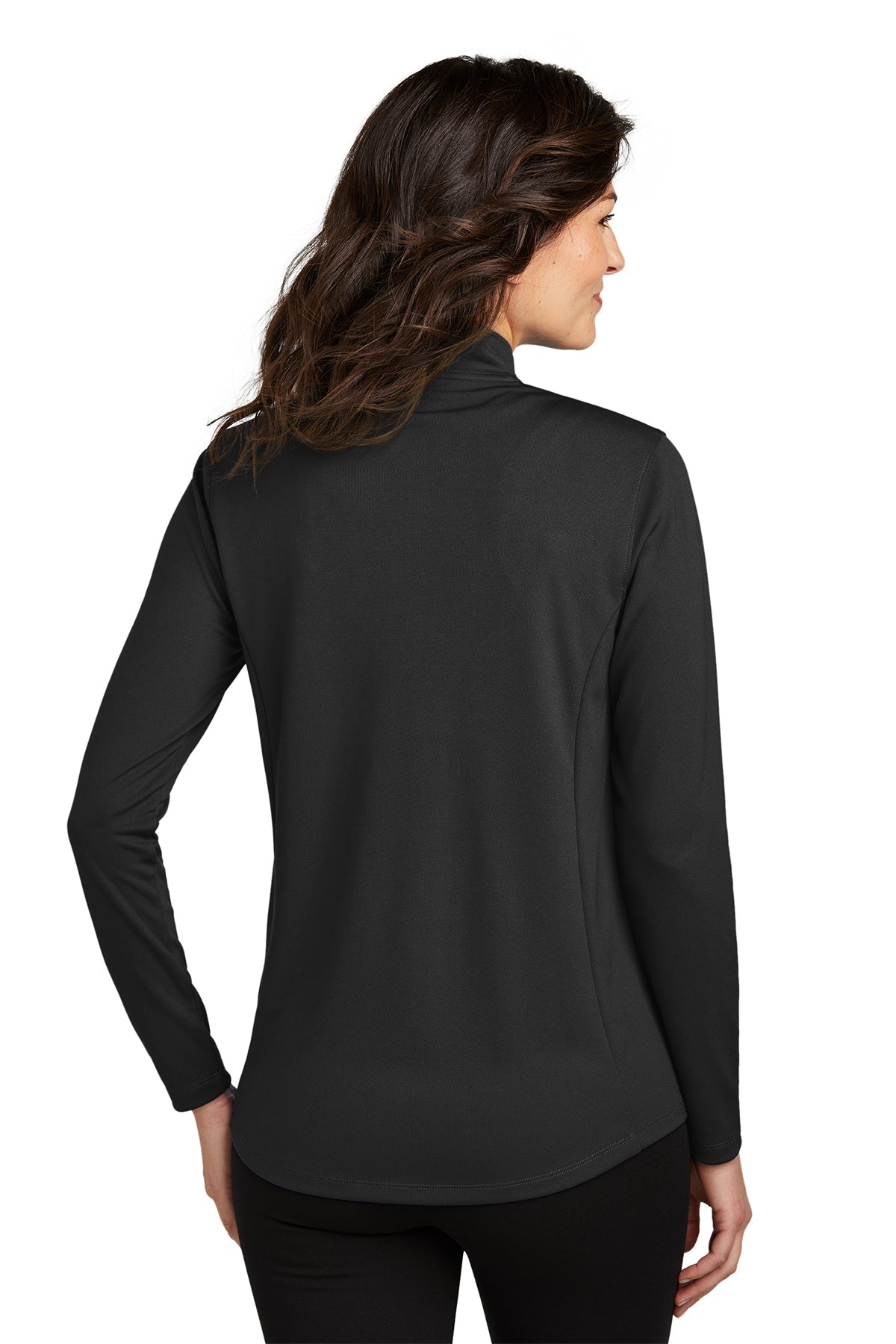 Port Authority Ladies Dry Zone UV Micro-Mesh Custom 1/4-Zips, Deep Black [All in 1 SPOT with Theratalk]
