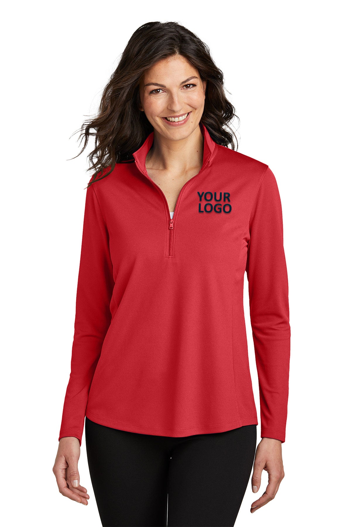 Port Authority Ladies Dry Zone UV Micro-Mesh Customized 1/4-Zips, Rich Red