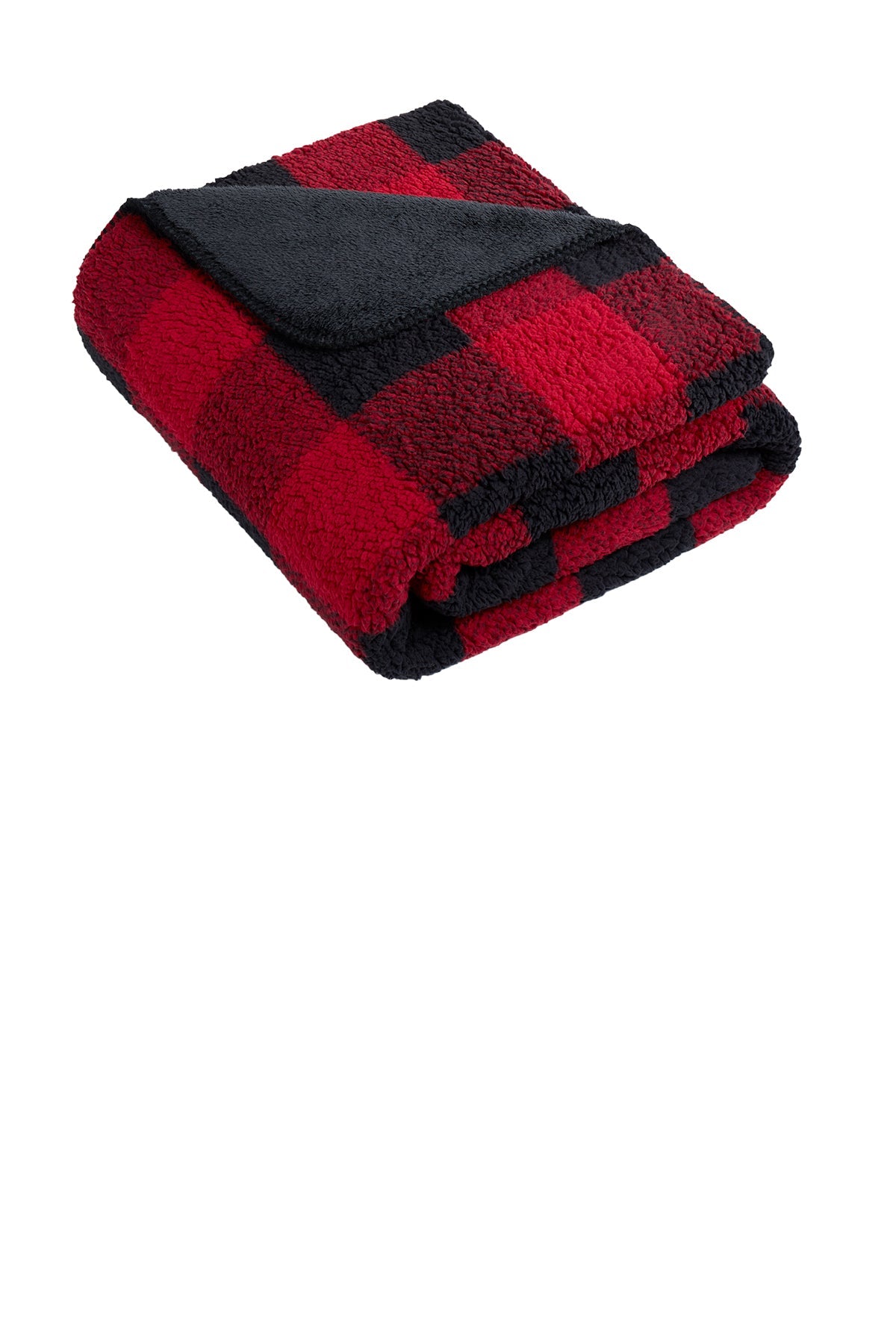 Port Authority Double-Sided Sherpa/Plush Blankets, Black/ Red Buffalo Plaid
