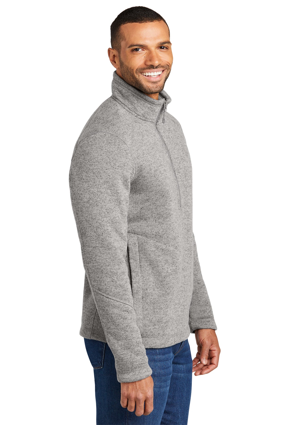 Port Authority Arc Sweater Fleece Custom 1/4-Zips, Deep Smoke Heather [The Berg Group]