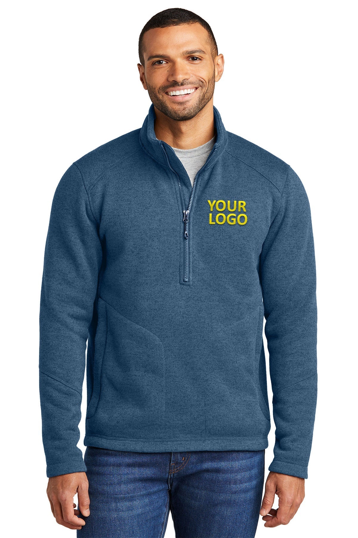 Port Authority Arc Sweater Fleece Custom 1/4-Zips, Insignia Blue Heather [Kentucky United Methodist Children's Homes]