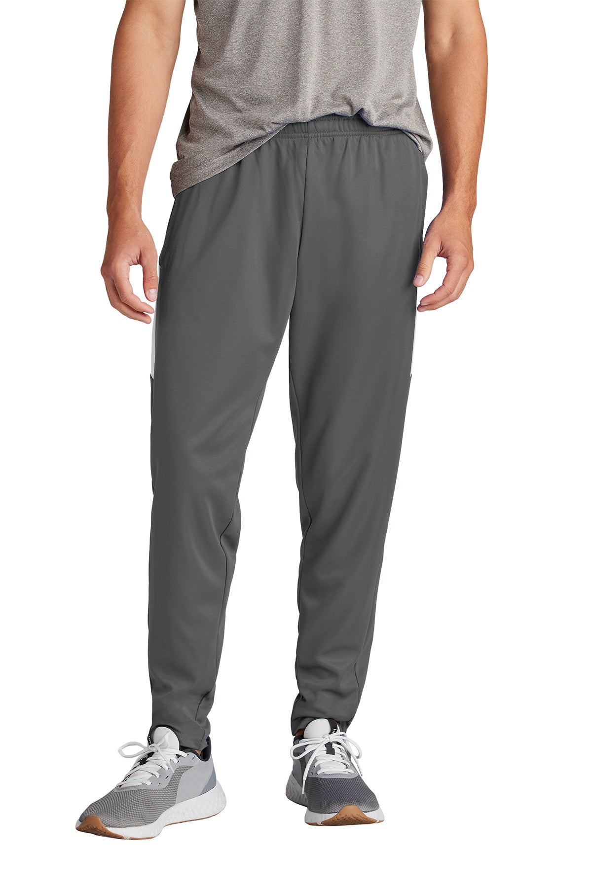 Sport-Tek Custom Travel Pant, Iron Grey/ White