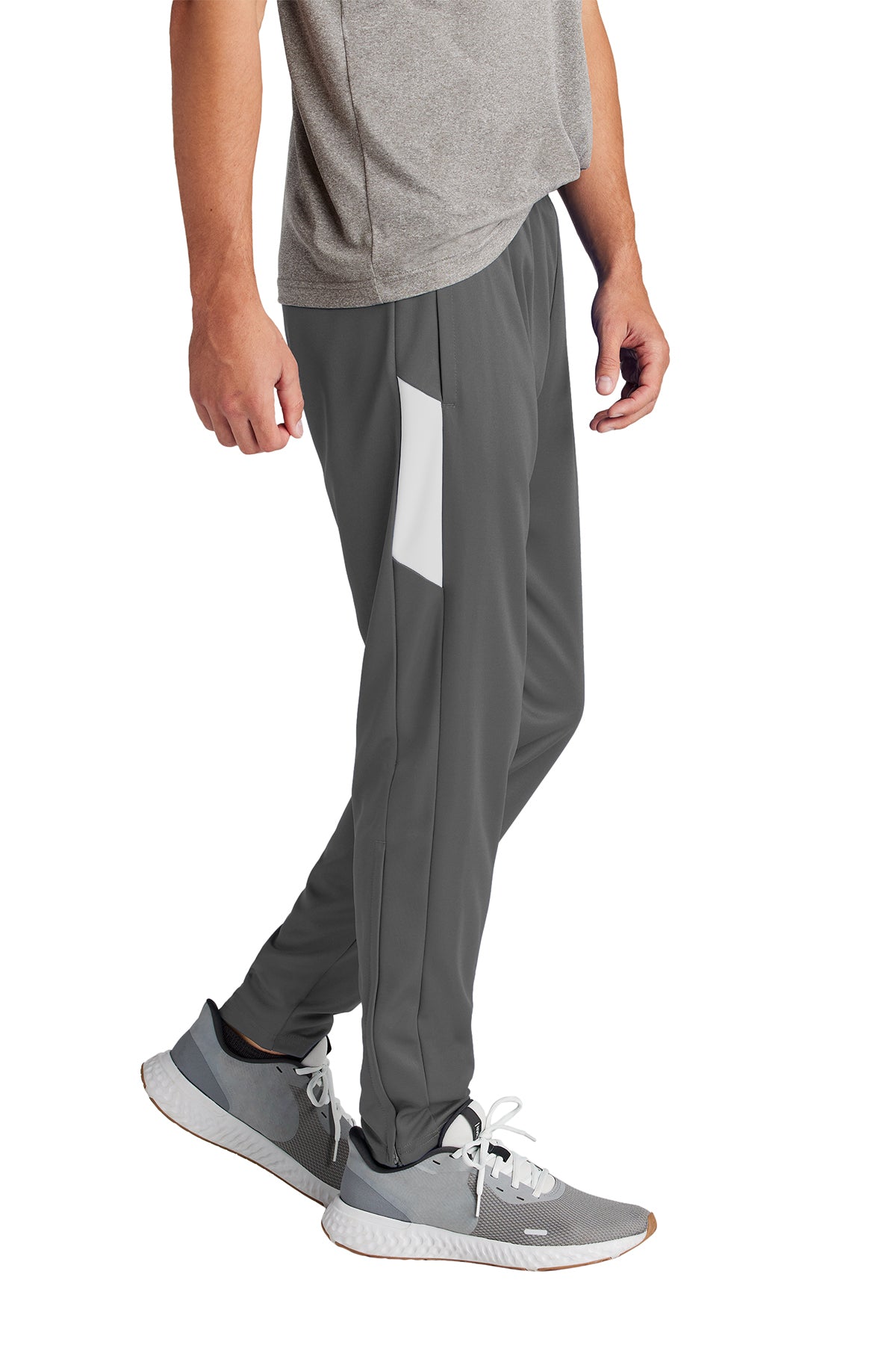 Sport-Tek Custom Travel Pant, Iron Grey/ White