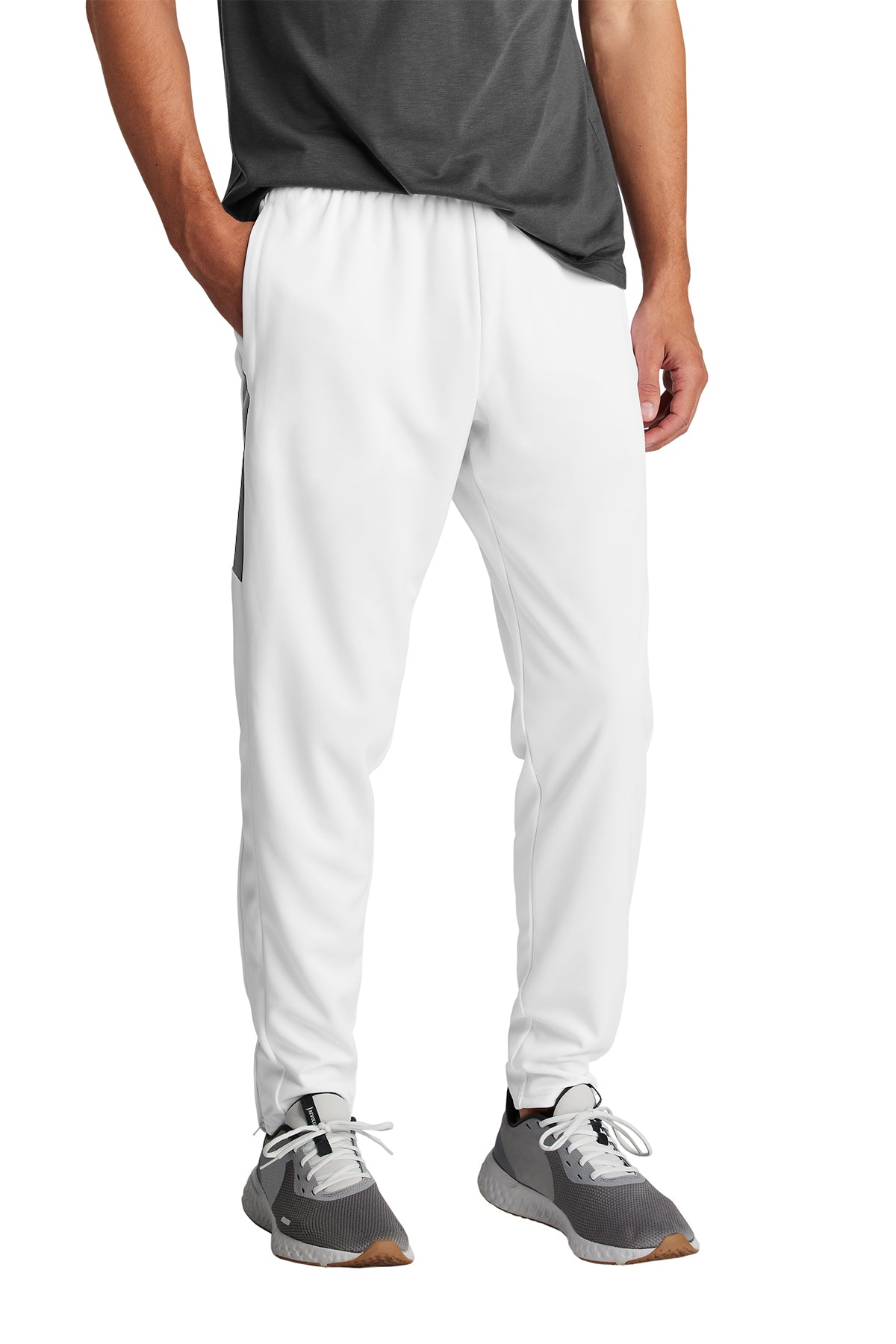 Sport-Tek Custom Travel Pant, White/ Iron Grey
