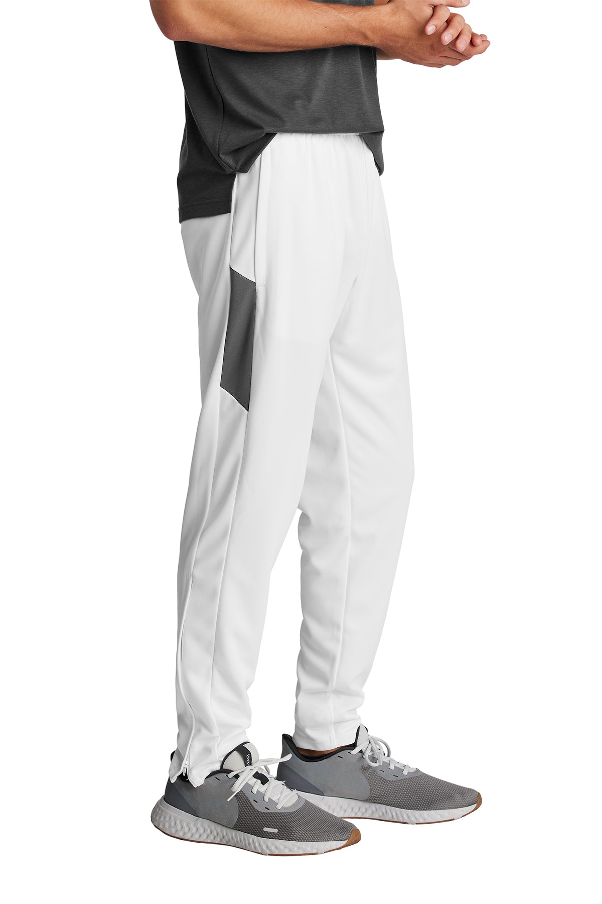 Sport-Tek Custom Travel Pant, White/ Iron Grey