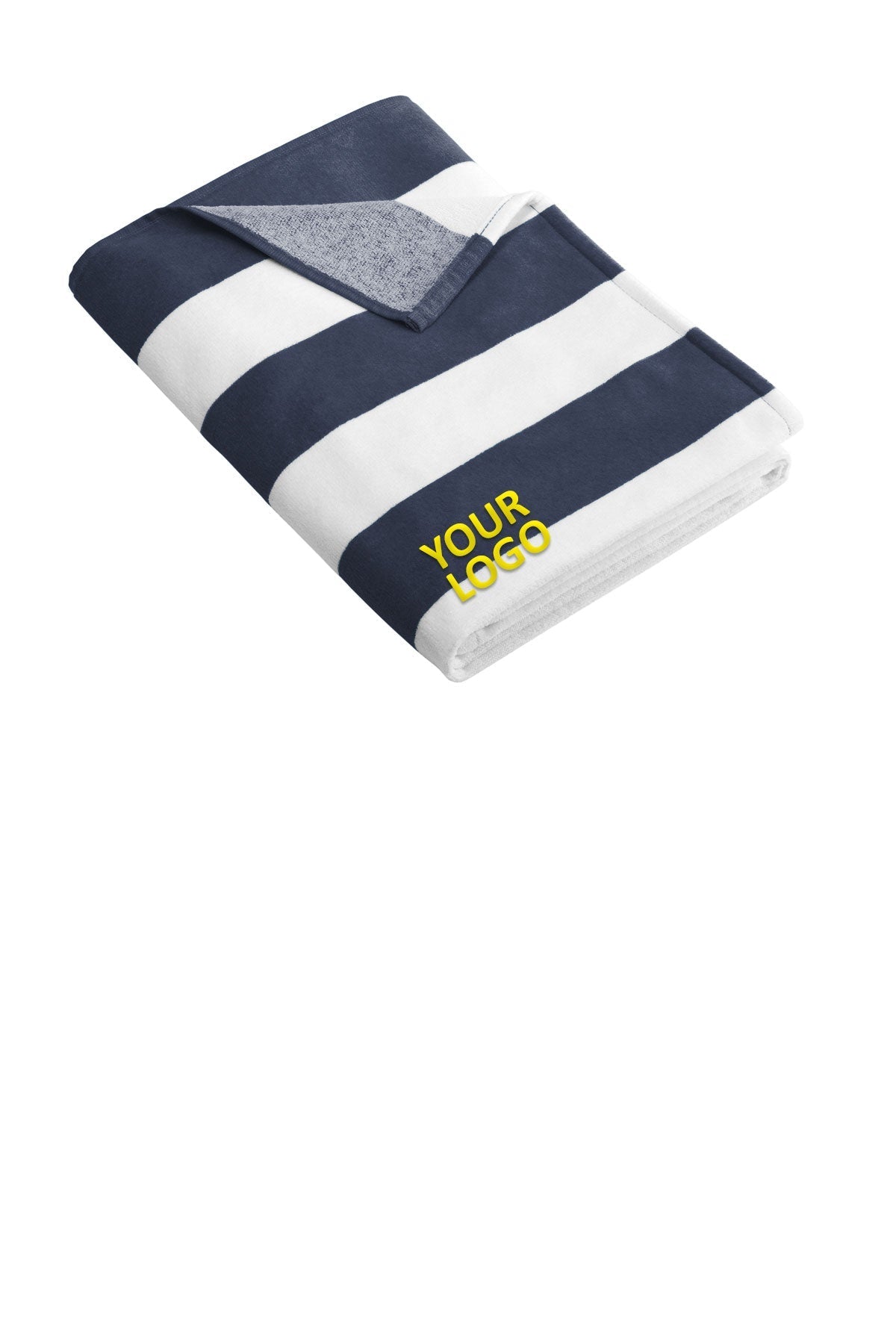 Port Authority Cabana Stripe Customized Beach Towels, Navy [Rose Cay Maritime]