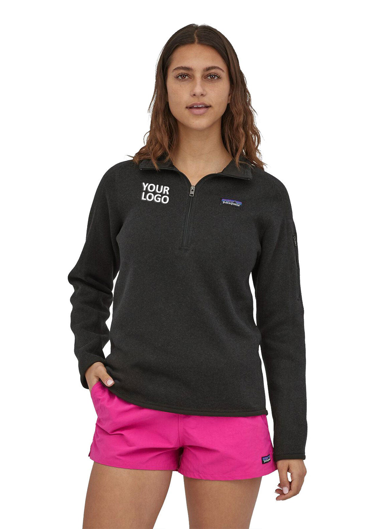 Patagonia Womens Better Sweater Custom Quarter Zips, Black [Husky Capital]