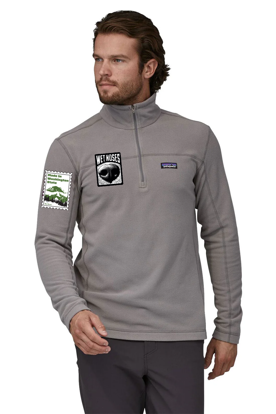 Patagonia Mens Micro D Fleece Pullover, Feather Grey [Wet Noses Natural Dog Treat Company, LLC.]