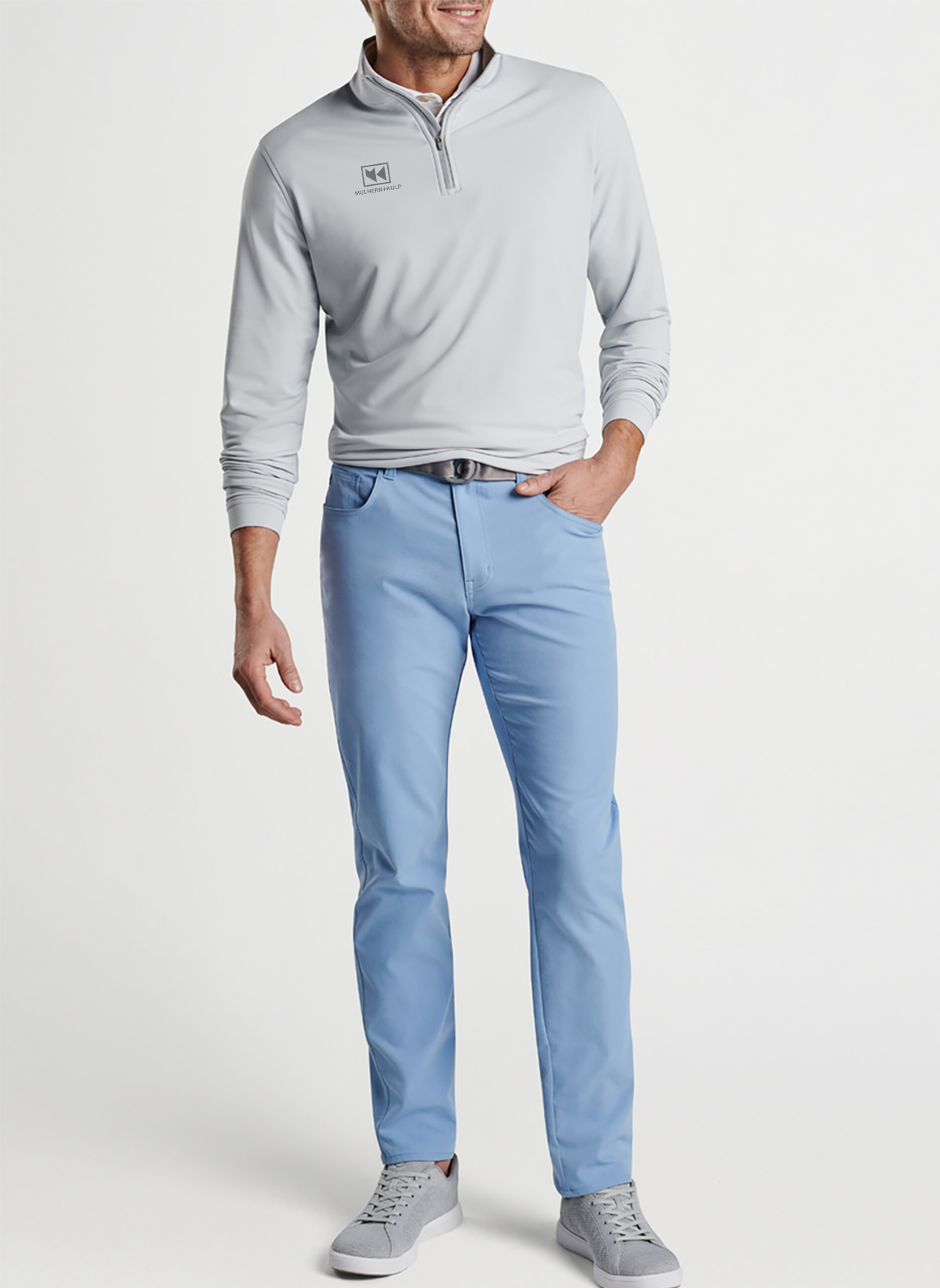 Peter Millar Perth Stretch Terry Custom Quarter Zips, British Grey [Mulhern Kulp]