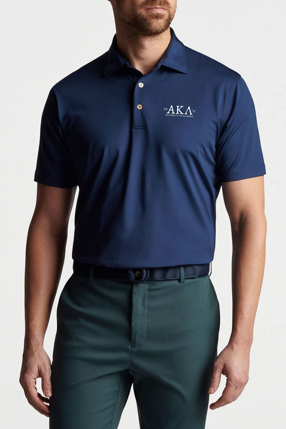Peter Millar Performance Self Collar Polo, Navy [Alpha Kappa Lambda - Gamma Beta]