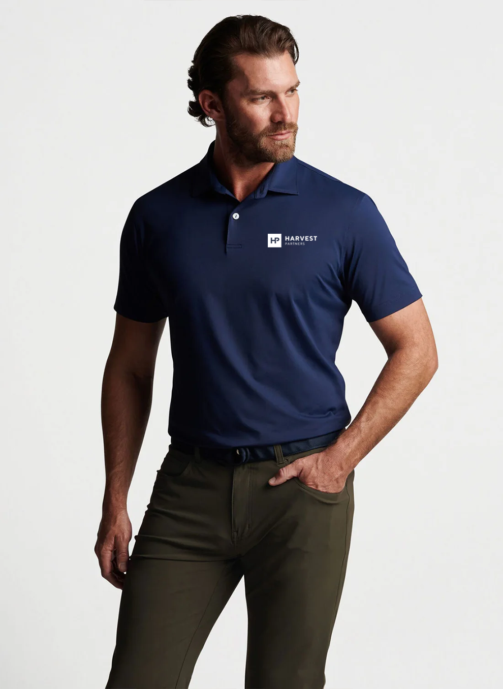 Peter Millar Performance Self Collar Polo, Navy [Harvest Partners]