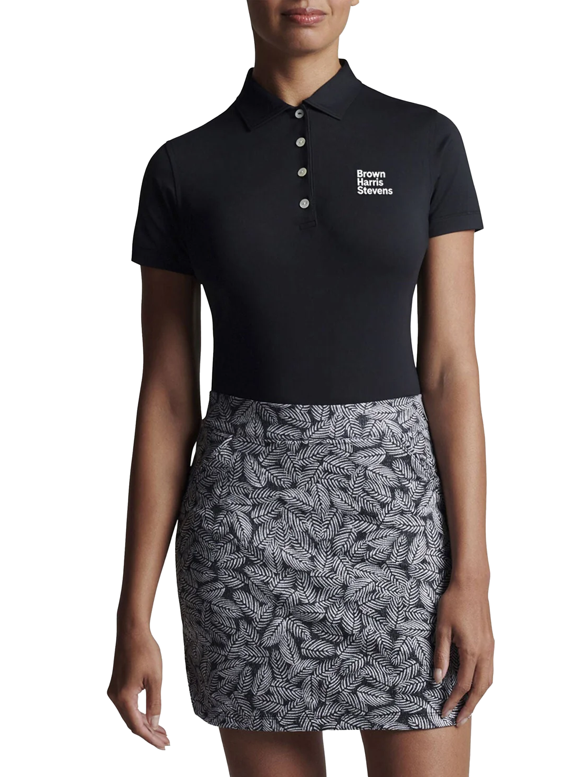 Peter Millar Womens Button Polo, Black [Brown Harris Stevens]