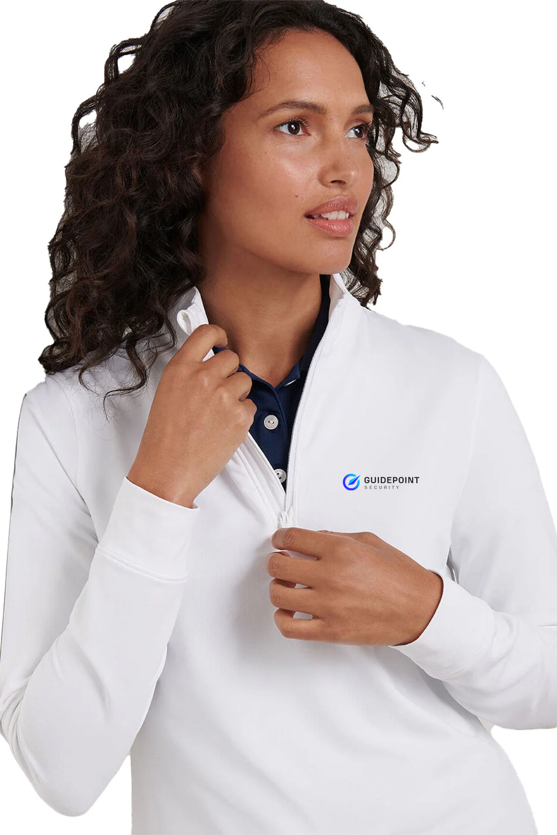 Peter Millar Womens Perth Performance Quarter-Zip, White [GuidePoint Security]
