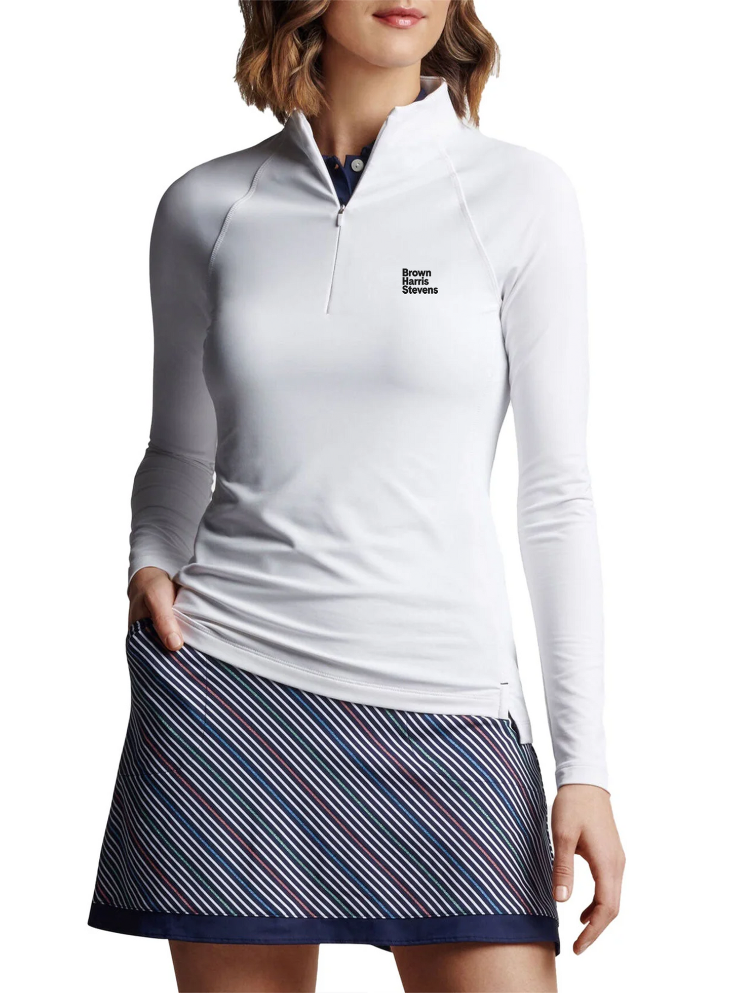 Peter Millar Womens Perth Quarter Zip, White [Brown Harris Stevens]