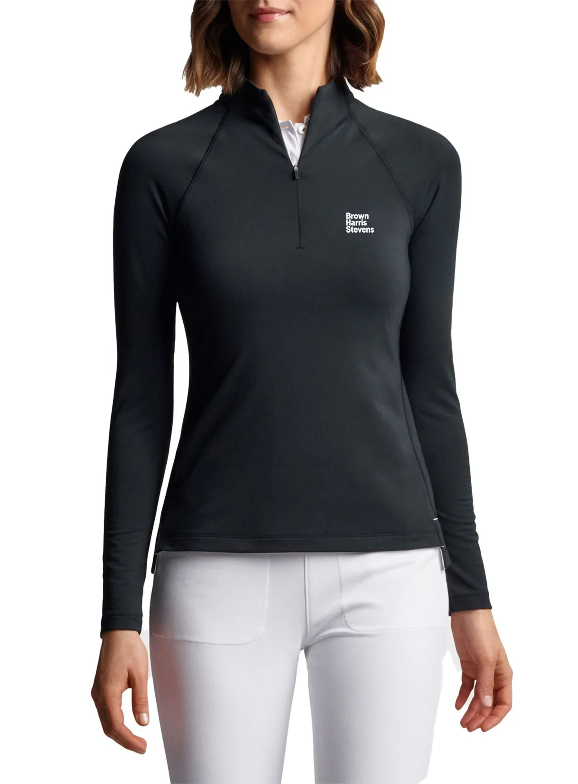 Peter Millar Womens Perth Quarter Zip, Black [Brown Harris Stevens]