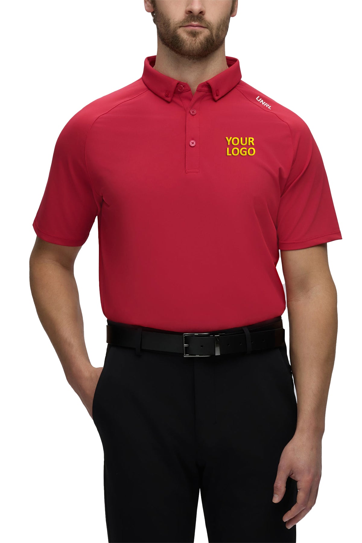 UNRL Pique Pro Custom Polos, Carmine Red