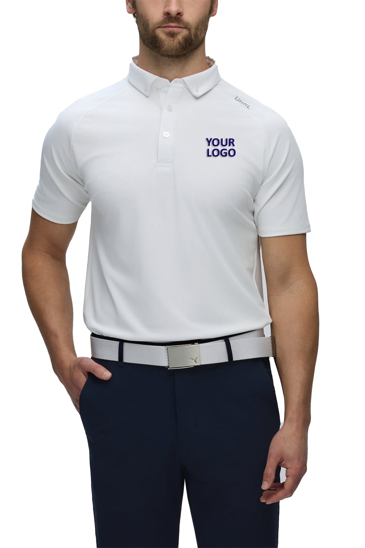 UNRL Pique Pro Custom Polos, White