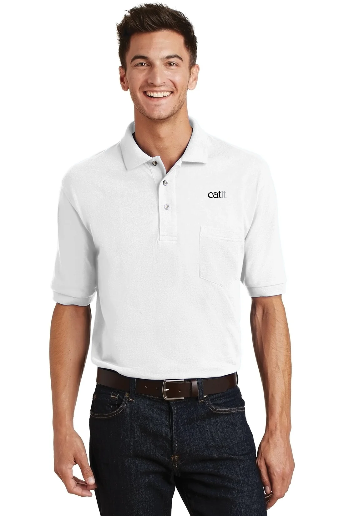 Port Authority Heavyweight Cotton Pique Polo with Pocket, White [Hagen Group]