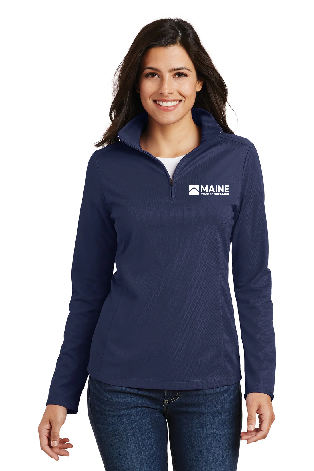Port Authority Ladies Pinpoint Mesh 1/2-Zip, True Navy [Maine State Credit Union]