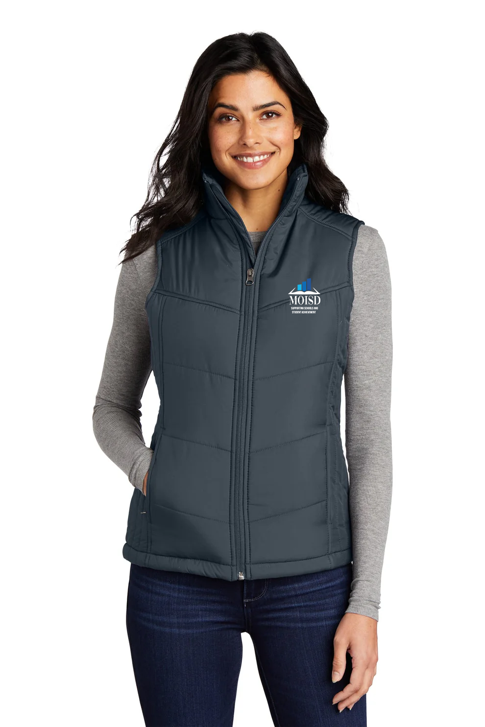 Port Authority Ladies Puffy Vest, Dark Slate/Black [Mecosta-Osceola ISD]
