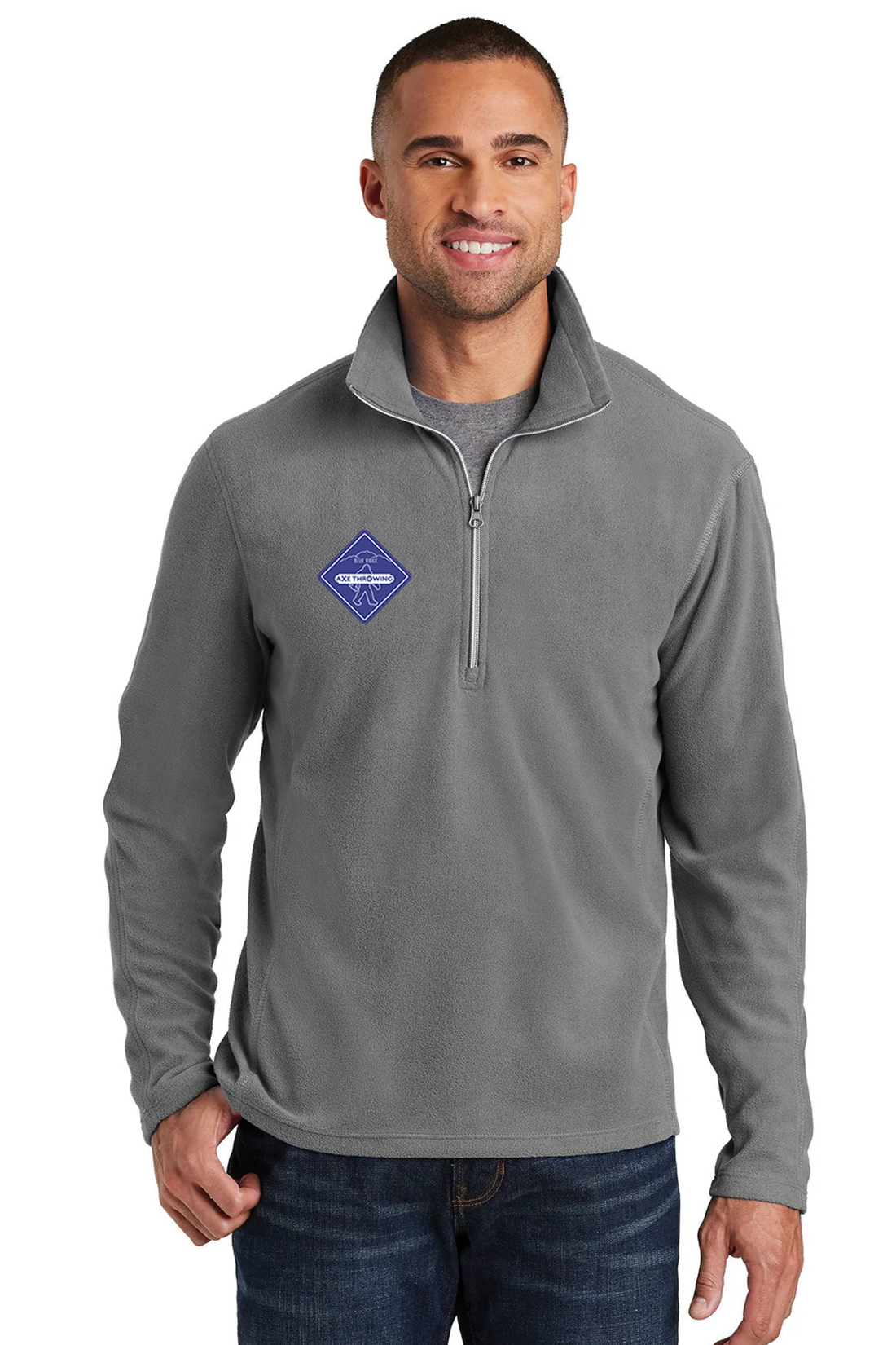Port Authority Microfleece 1/2-Zip Pullover, Pearl Grey [Blue Ridge Axe]