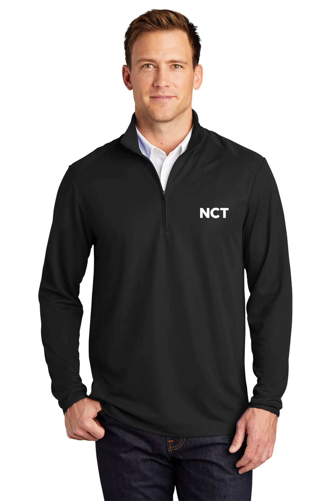 Port Authority Pinpoint Mesh 1/2-Zip, Black [NCT]