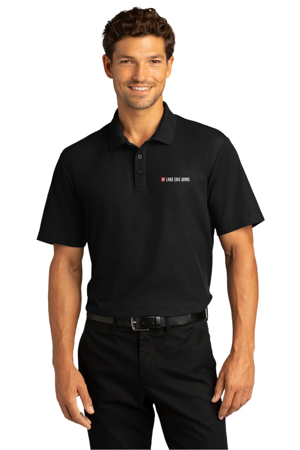 Port Authority SuperPro React Polo, Deep Black [Lake Erie Arms]