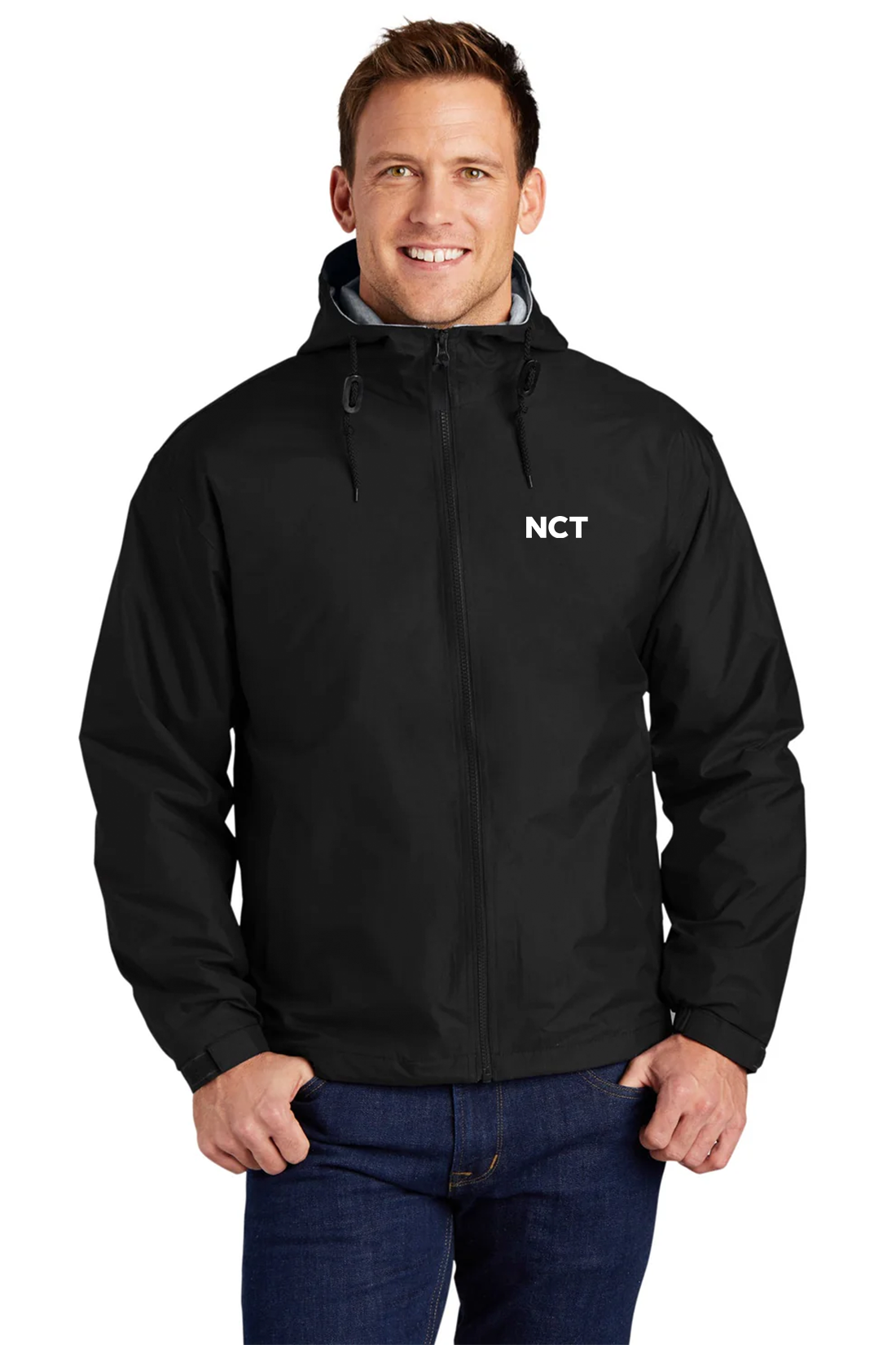Port Authority Team Jacket, Black/Light Oxford [NCT]