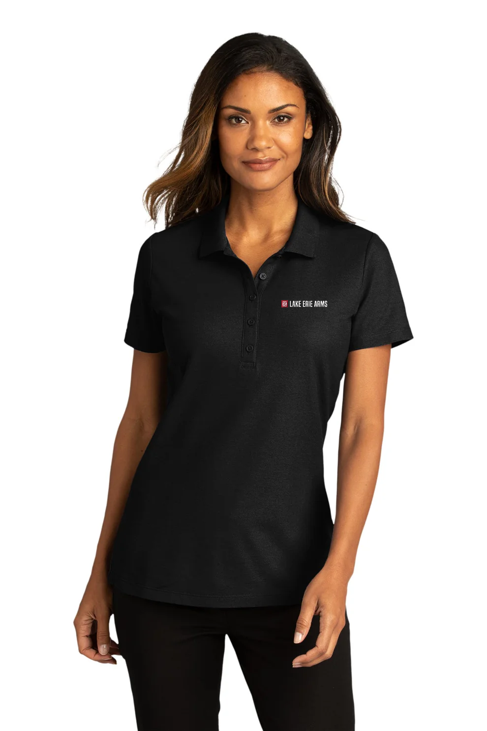 Port Authority Womens SuperPro React Polo, Deep Black [Lake Erie Arms]