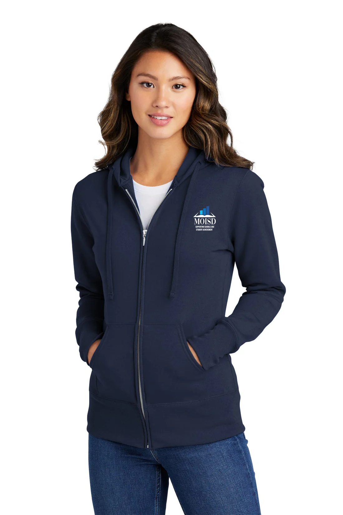 Port & Company Ladies Core Fleece Zip Hoodie, Navy [Mecosta-Osceola ISD]