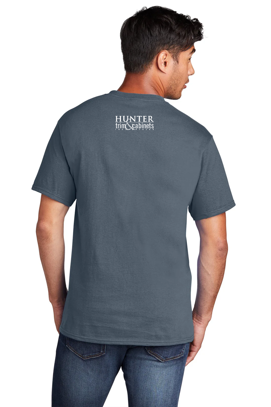 Port & Company Core Cotton Tee, Steel Blue [Hunter Trim and Cabinets]