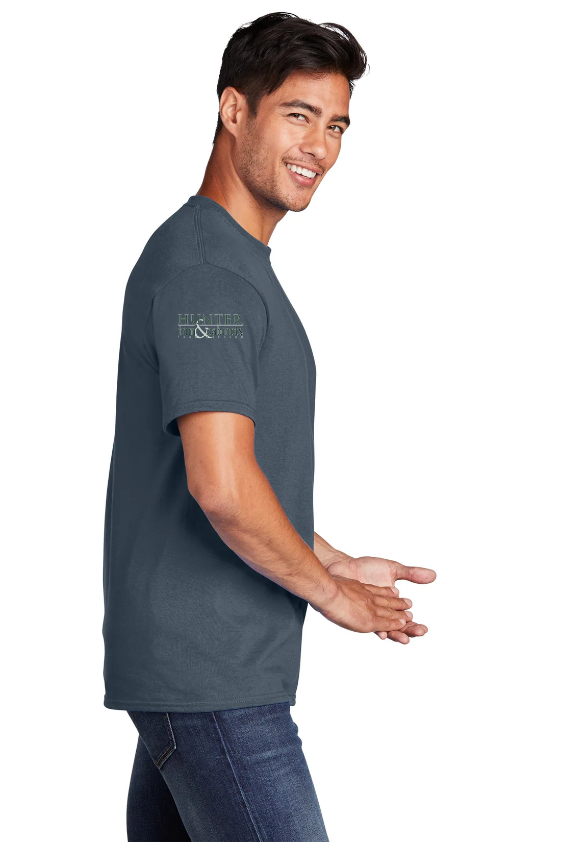 Port & Company Core Cotton Tee, Steel Blue [Hunter Trim and Cabinets]