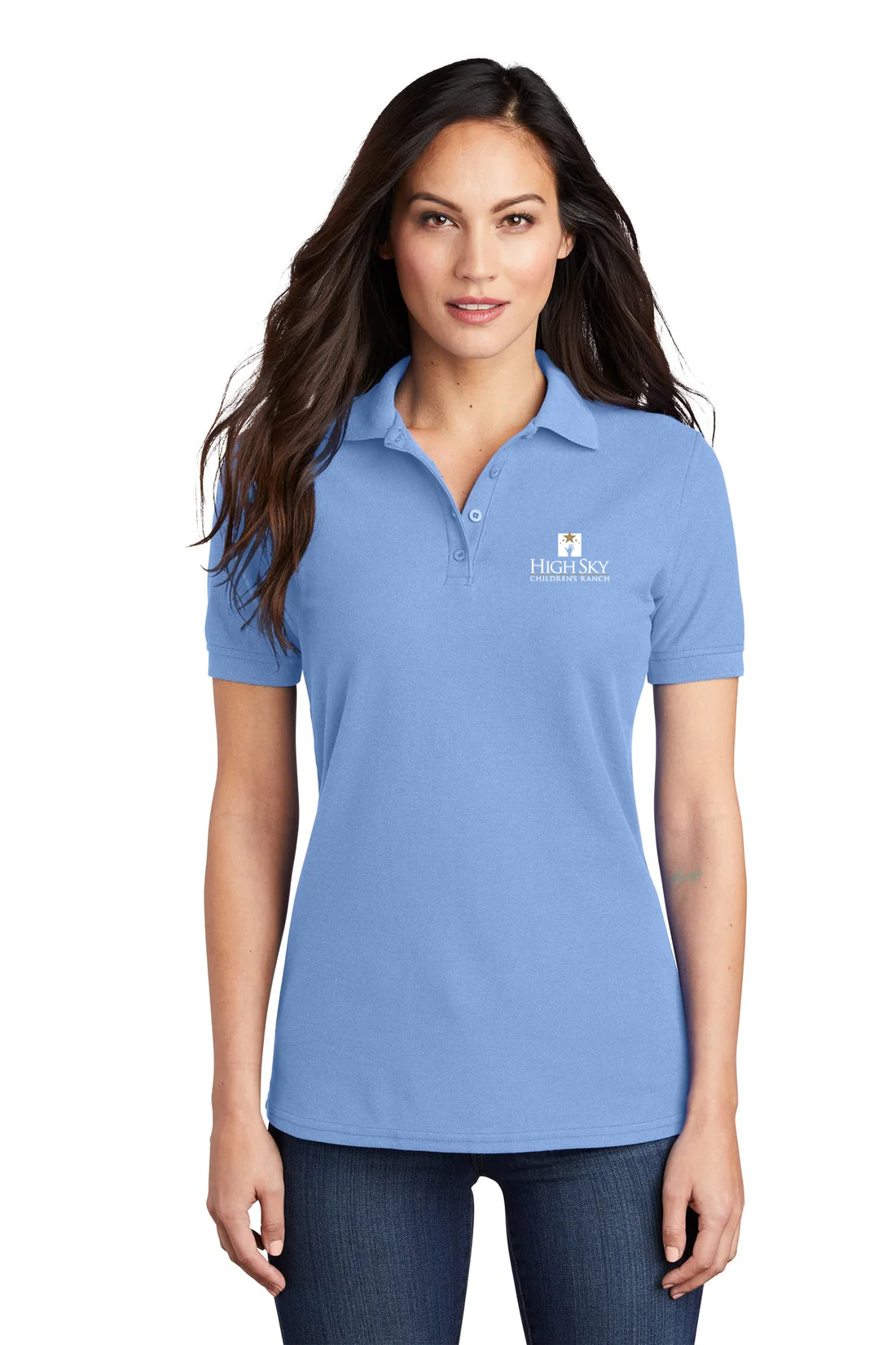 Port & Company Ladies Pique Polo, Light Blue [High Sky Children's Ranch]
