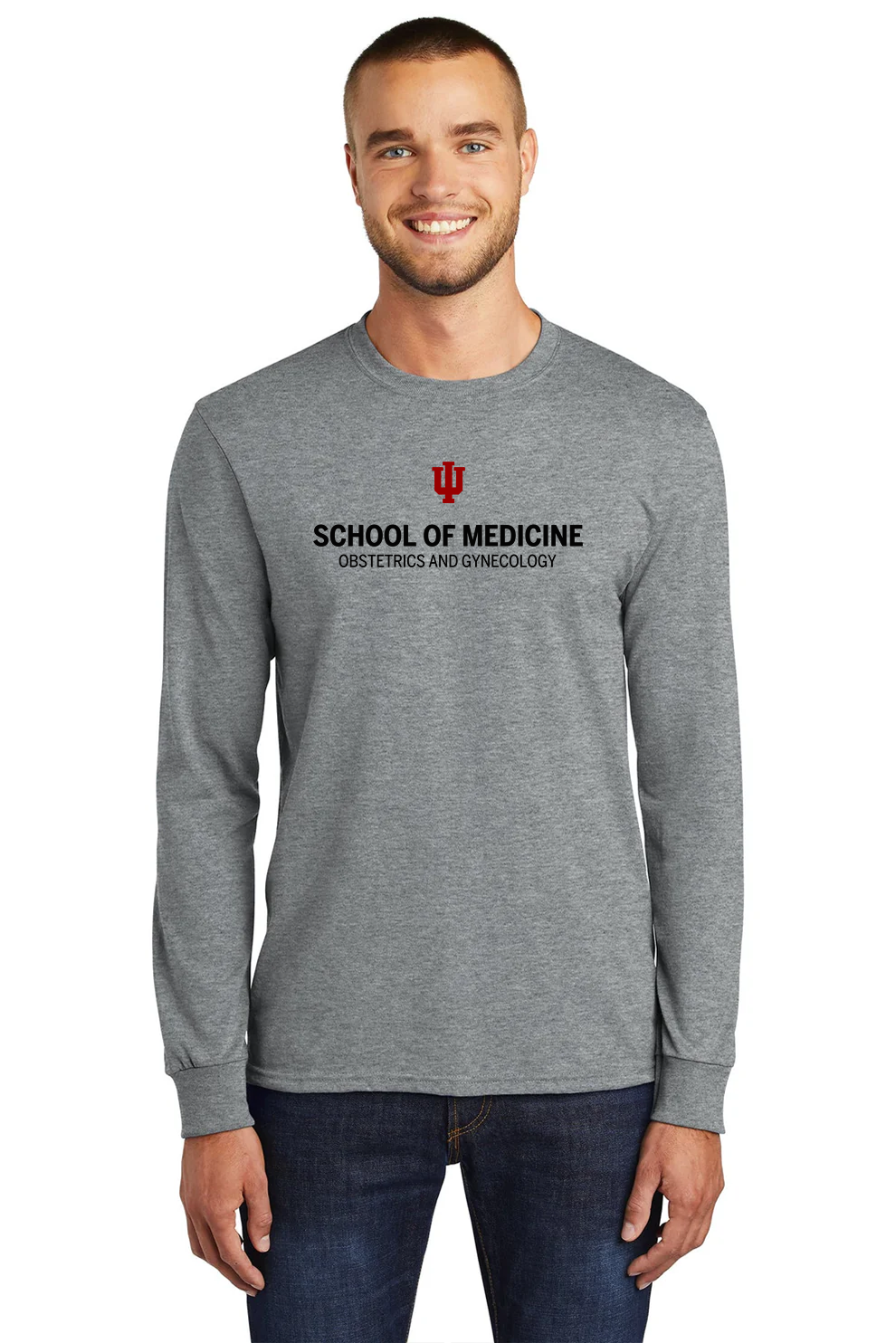 Port & Company Long Sleeve Core Blend Tee, Athletic Heather [Indiana University School of Medicine]