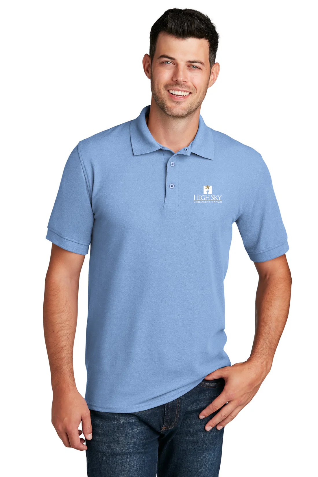 Port & Company Pique Polo, Light Blue [High Sky Children's Ranch]