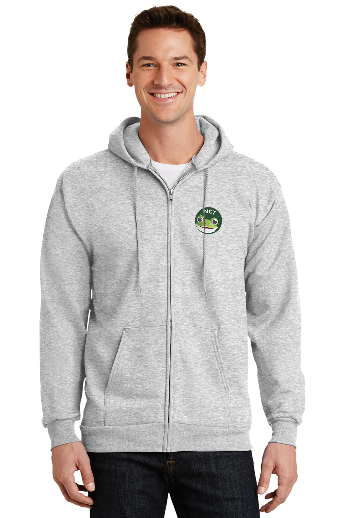 Port & Company Tall Essential Fleece Zip Hoodie, Ash [NCT]