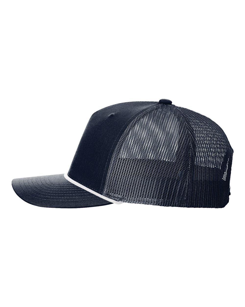 Richardson Five-Panel Custom Trucker with Rope Caps, Navy/ White [RCCP]