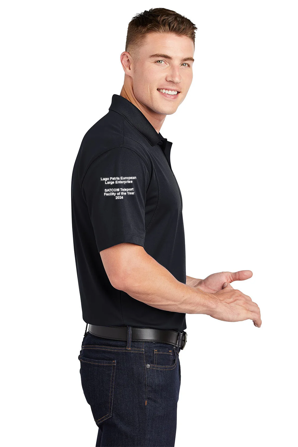 Sport-Tek Sport-Wick Polo, Black / Lago Patria [NexTech Solutions]