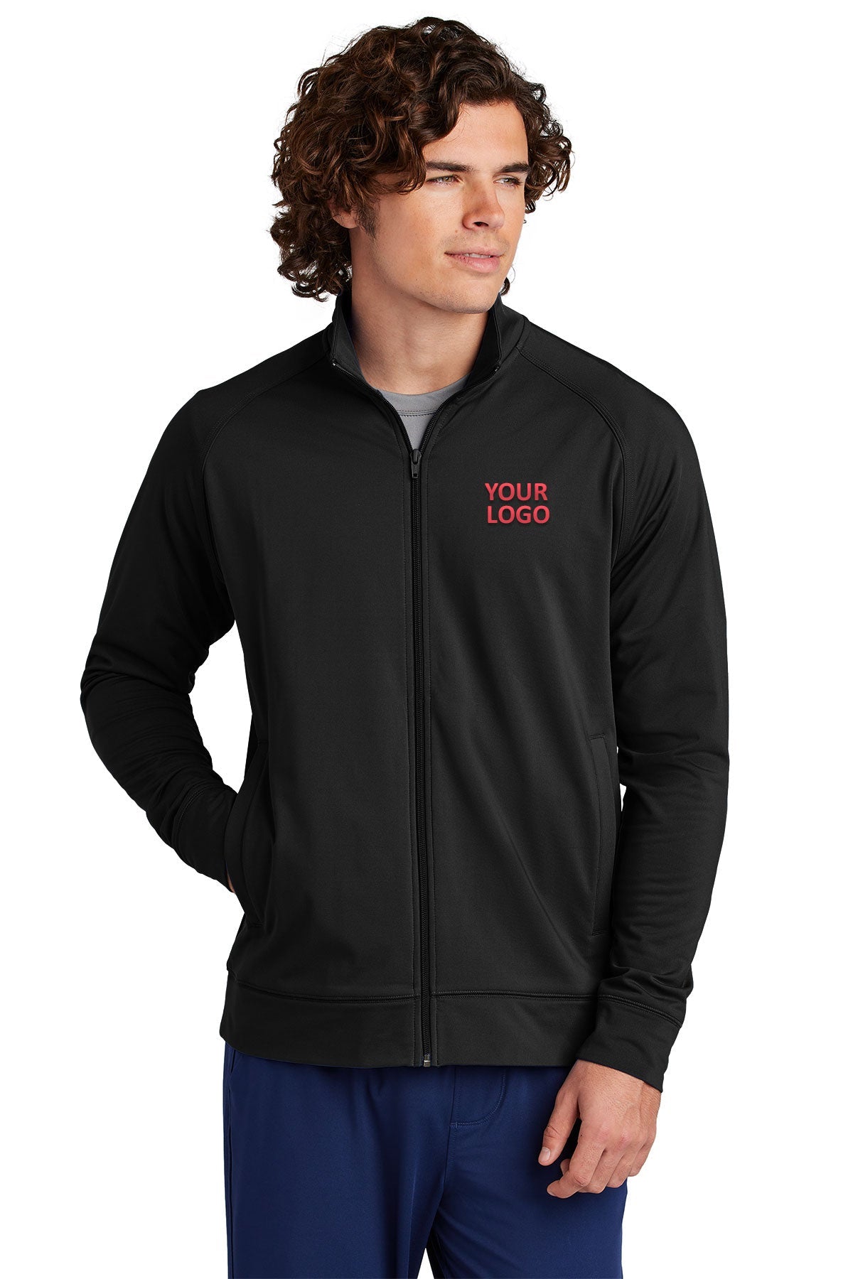Sport-Tek Custom Sport-Wick Stretch Cadet Jackets, Black