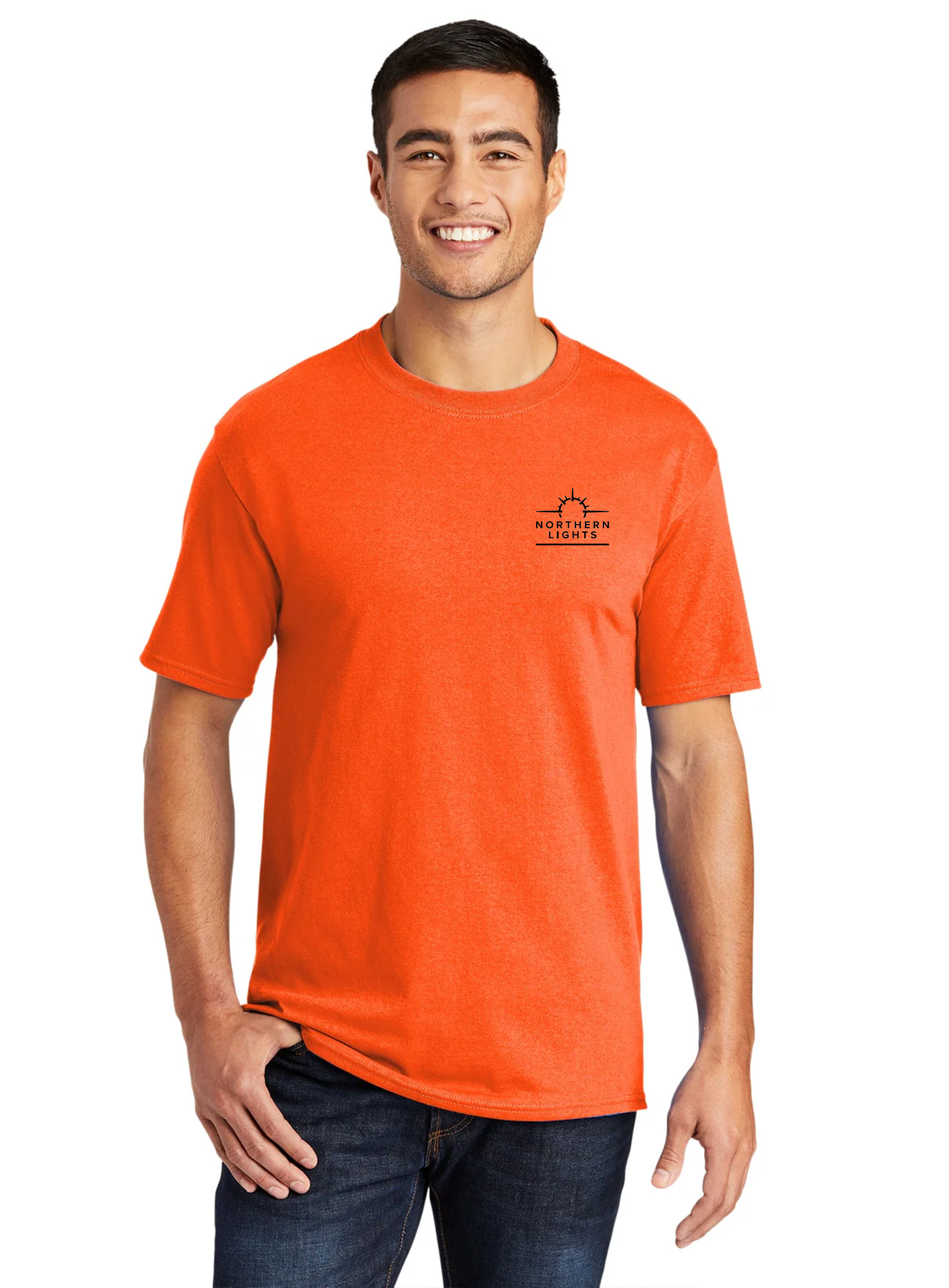 Port & Company Core Blend Tee, Safety Orange [Northern Lights Locating & Inspection]