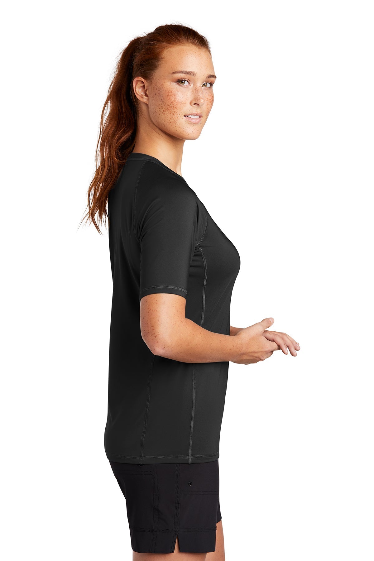 Sport-Tek Ladies Rashguard Branded Tee's, Black [Stratolaunch]