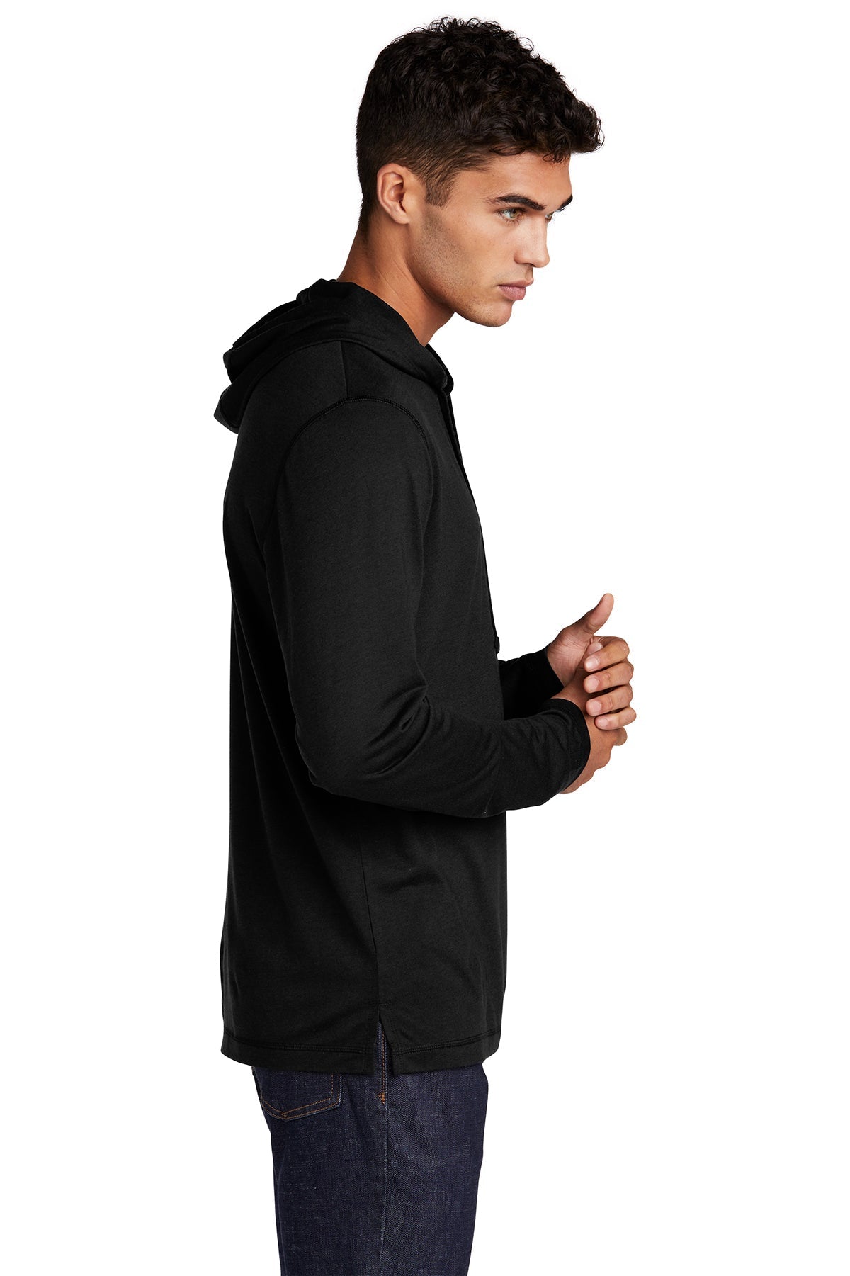 Sport-Tek PosiCharge Tri-Blend Wicking Branded Long Sleeve Hoodies, Black Triad Solid [Skurka Aerospace, Inc.]