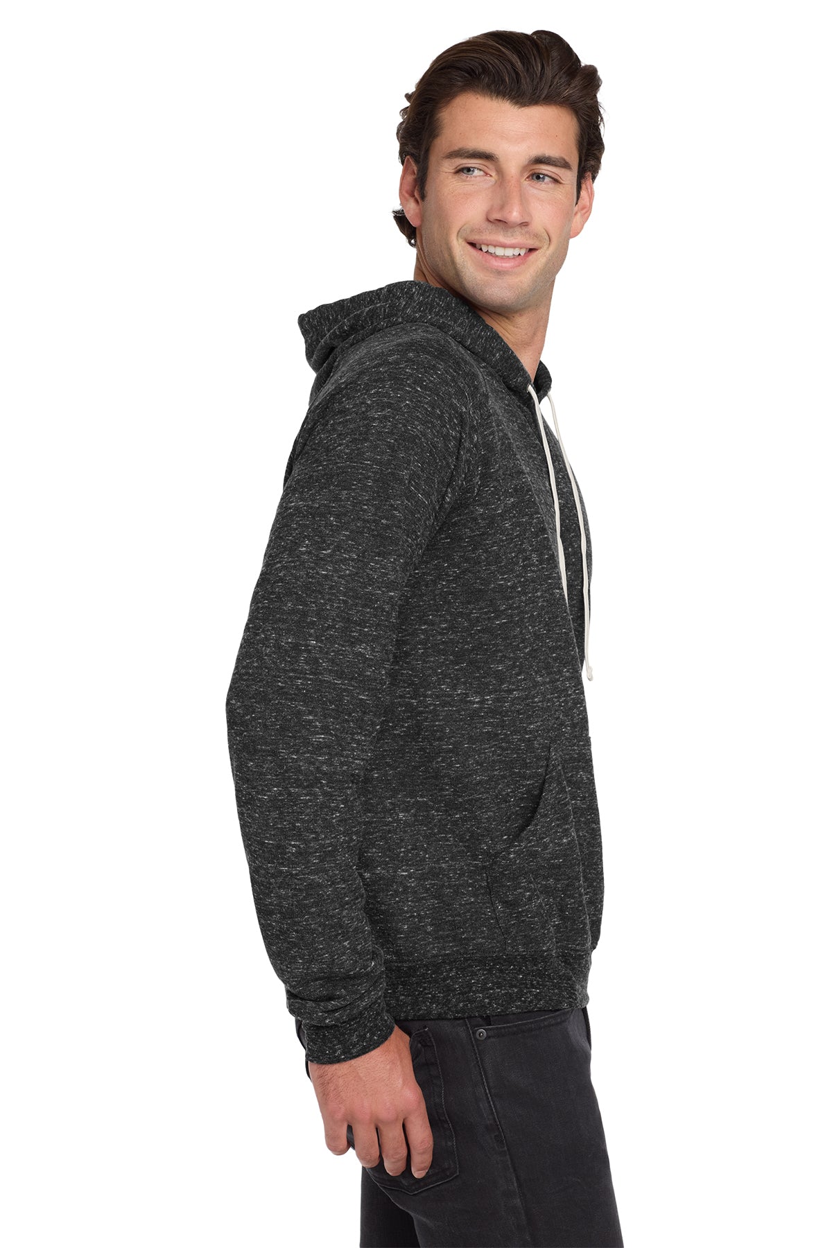 Jerzees Snow Heather French Terry Raglan Hoodie 90M Black Ink