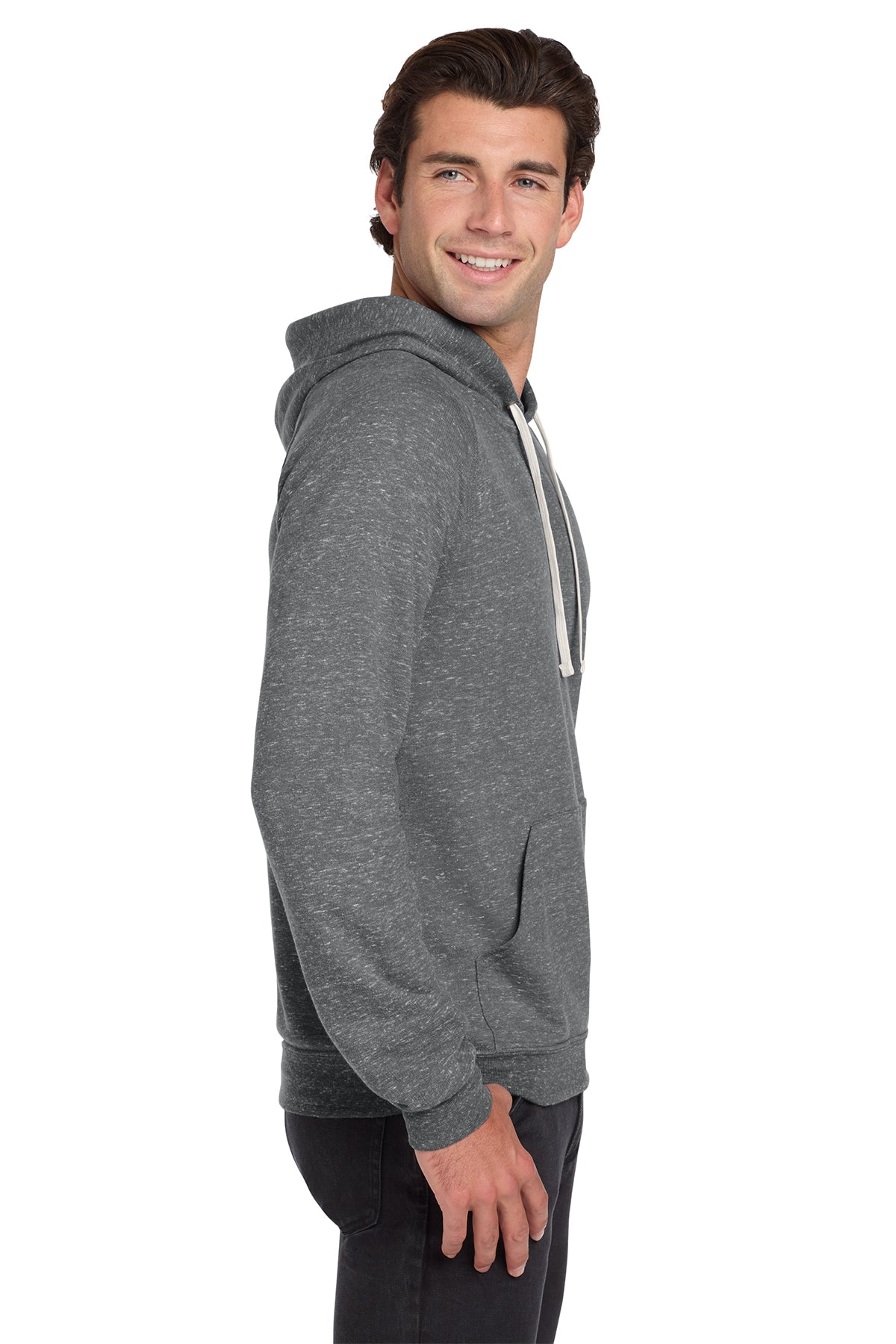 Jerzees Snow Heather French Terry Raglan Hoodie 90M Charcoal