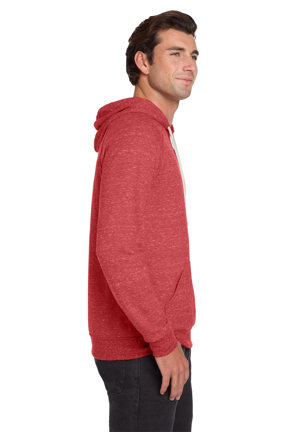 Jerzees Snow Heather French Terry Raglan Hoodie 90M Red