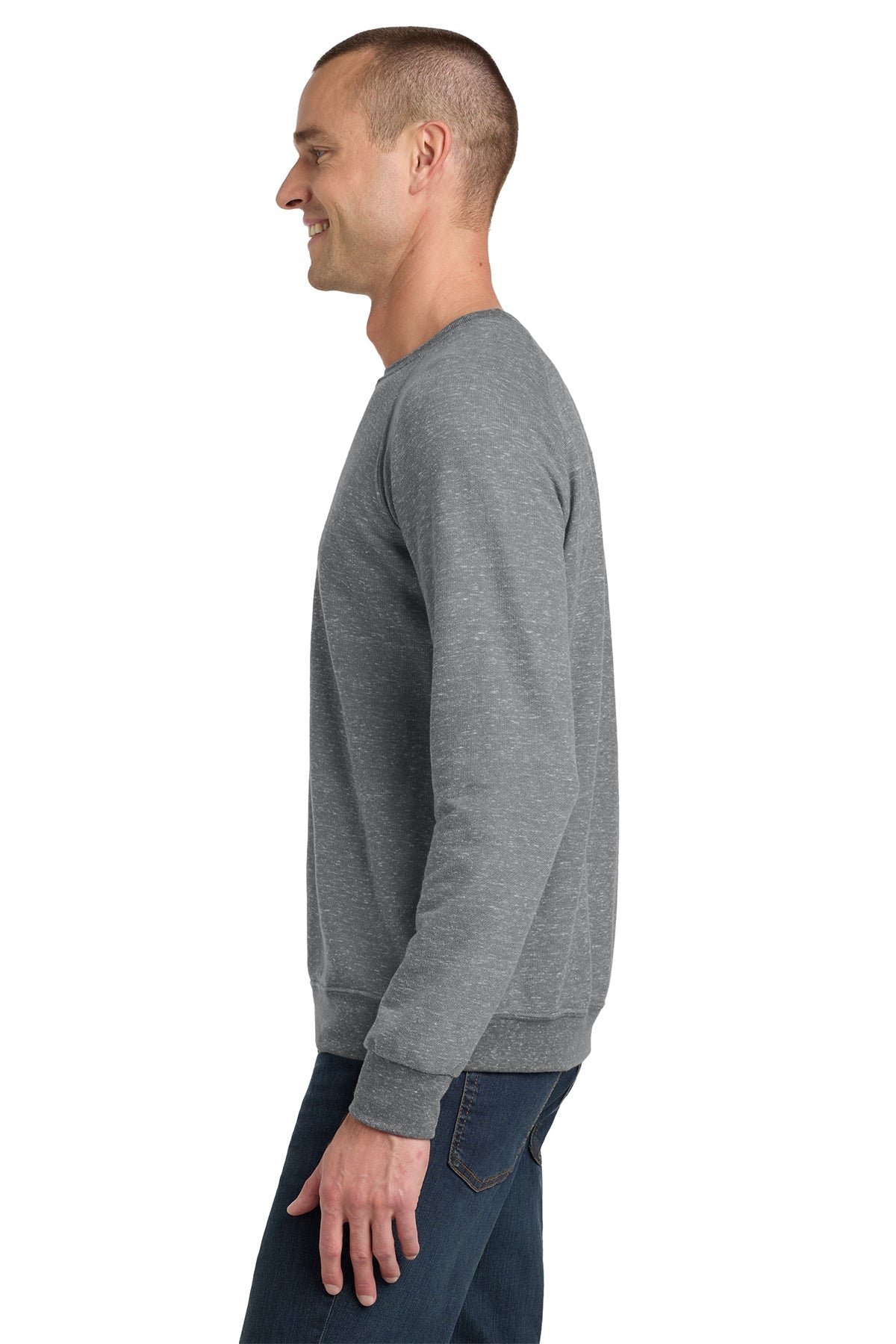 Jerzees Snow Heather French Terry Raglan Crew 91M Charcoal
